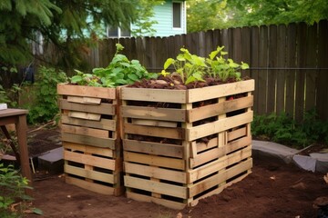 diy compost bin made from repurposed wooden pallets