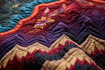 hand-sewn quilt details with intricate designs