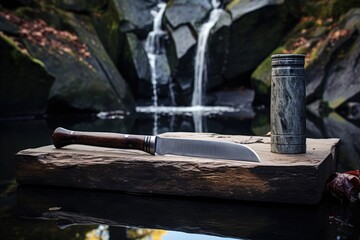 knife sharpening with a water stone in a tranquil setting
