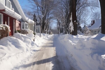 snowy driveway before and after shoveling