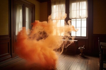 smoke trails from burning incense in weightless space