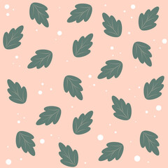 Green leaves on pink background, Retro 80's vector elements collection. Distort forms with patterns, risograph textures for fabric designs.