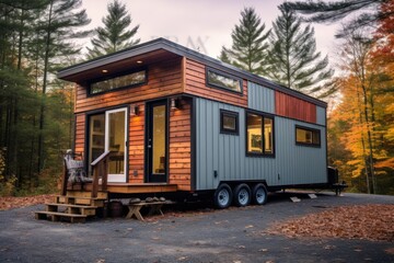 Fototapeta premium exterior shot of tiny house on wheels