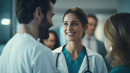 Fototapeta premium close-up group of doctor and nurse talking about job