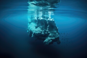 Fototapeta na wymiar iceberg breaking apart underwater
