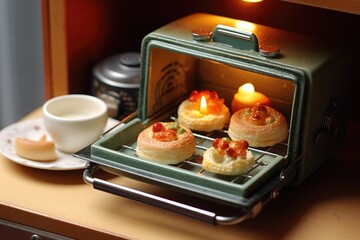 miniature casserole dish inside a toaster oven