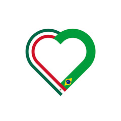 unity concept. heart ribbon icon of mexico and brazil flags. PNG