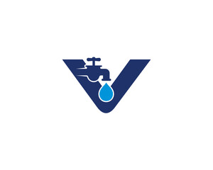 Letter V and Faucet Logo Design 001