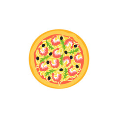 vector illustration of pizza on isolate background. Traditional italian fast food. Top view meal. European snack
