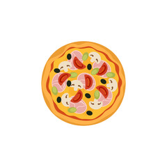 vector illustration of pizza on isolate background. Traditional italian fast food. Top view meal. European snack