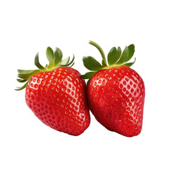 Two ripe strawberries on transparent background