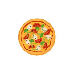 vector illustration of pizza on isolate background. Traditional italian fast food. Top view meal. European snack
