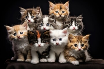Fototapeta na wymiar A group of different color kittens - AI Generated