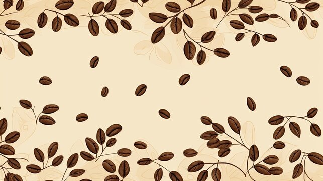  a horizontal image of illustrated coffee beans on a cream-colored background in a Barista-themed image in a JPG horizontal format. Generative AI