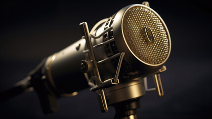 Fototapeta premium A Condencer Mic for studio recording voice. Microphone. Generative Ai