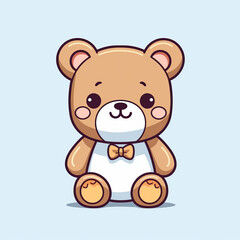 Illustration of a cute brown teddy bear wearing a bow tie