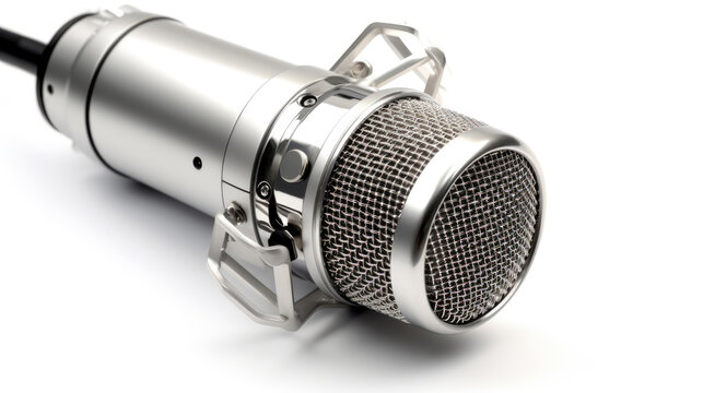 A Microphone. Professional studio microphone isolated on the white background. Generative Ai