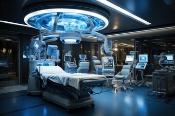 Future medical room Robotic surgery. generate with Ai. - obrazy, fototapety, plakaty