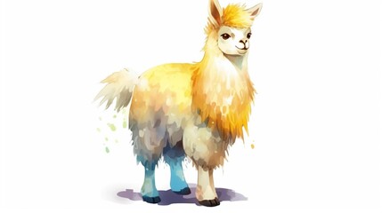 a small cartoon female animal llama with yellow.Generative AI