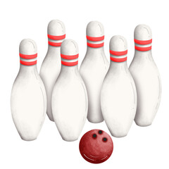 bowling ball and pins