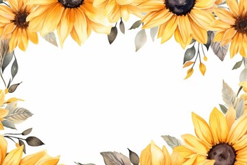 Watercolor sunflower frame