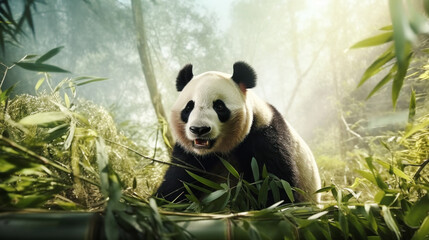 Obraz na płótnie Canvas Portrait of a Giant panda in a forest