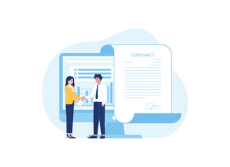 business contract cooperation concept flat illustration