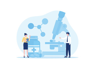 scientists test drugs concept flat illustration