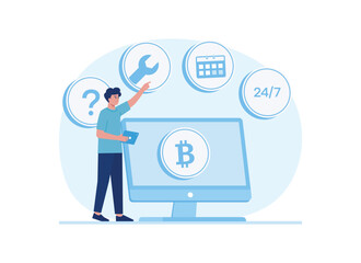 Fototapeta na wymiar regarding bitcoin business concept flat illustration