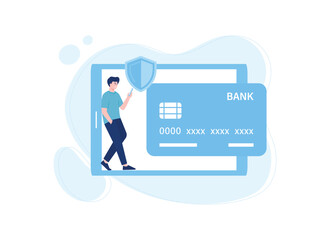 maintain the security of the mobile bank concept flat illustration