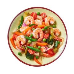Healthy style mixed vegetables and shrimp stir fry