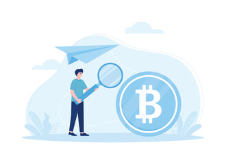 bitcoin search people concept flat illustration