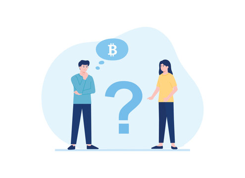 question bitcoin currency concept flat illustration
