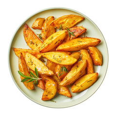 Fried potato wedges on a transparent background