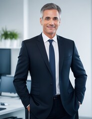 Selbstbewusster CEO im Dunklen Anzug: Ein Symbol für Unternehmerischen Erfolg