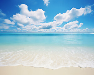 Obraz premium beach scenery with blue waters and cloudy sky