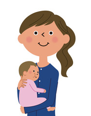 抱っこ　赤ちゃんを抱くママ