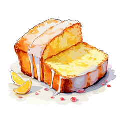 Pound cake, WaterColor , Illustration, PNG