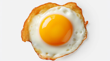 Fried egg isolated on white background,top view,flat lay.
