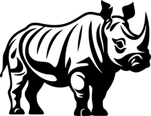 Fototapeta na wymiar Rhinoceros | Black and White Vector illustration