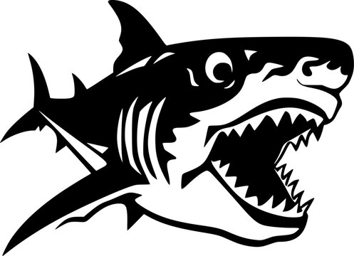 black shark with open mouth clip art preview
