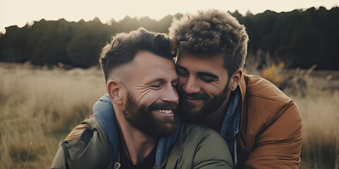 Portrait of male gay couple in love