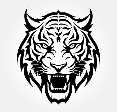 tiger kopf gym silhouette logo vector tier power