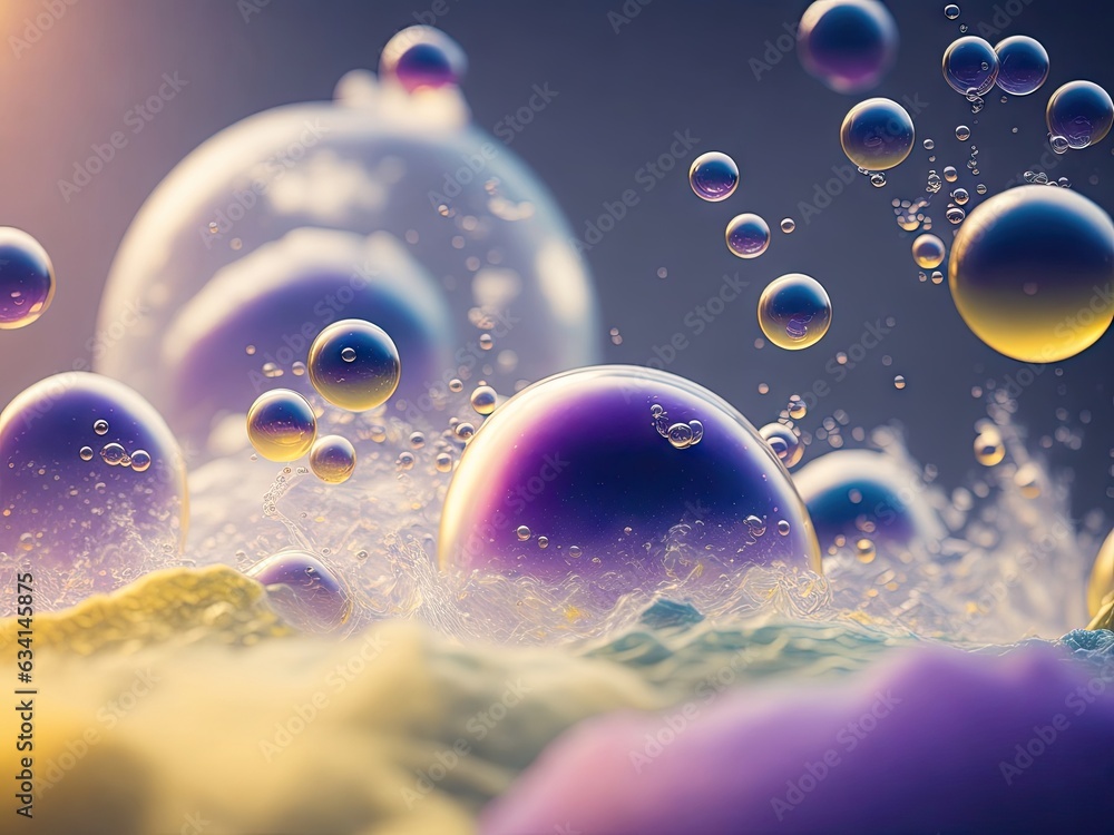 Poster bubbles floating on the surface. ai generative