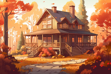 house in autumn