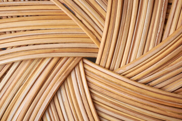 abstract of bamboo weaving pattern, rattan full frame background texture, close-up view of hand made or handicraft design wallpaper or backdrop for designing, eco-friendly craft concept