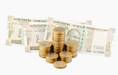 Rupees isolated on white background with clipping path