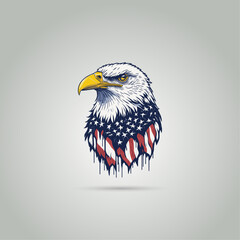 Falcon Eagle Vector Mascot with America Flag