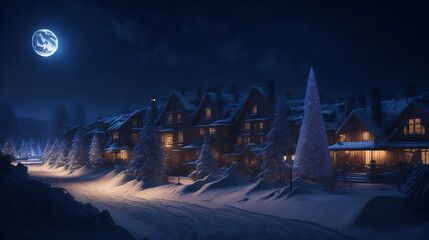 Enchanted Eve: Hyperrealistic Winter Village Awakens for Christmas Festival