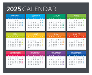 2023, 2024, 2025 Calendar - illustration. Template. Mock up